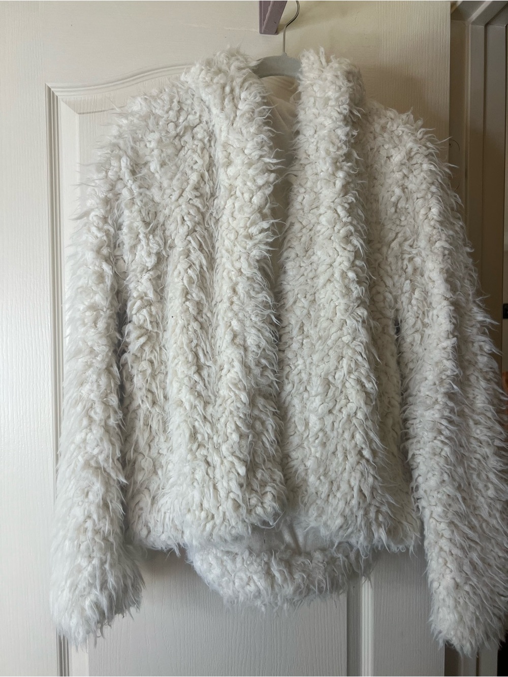 Free People Cream Faux Fur Teddy Jacket